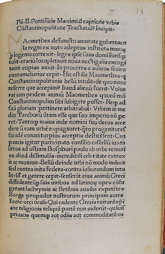Manuscript numbering in Pius II: De captione urbis Constantinopolitanae