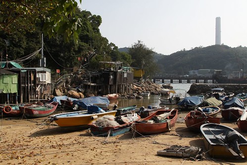 Boats and fishermens huts on Lamma Island