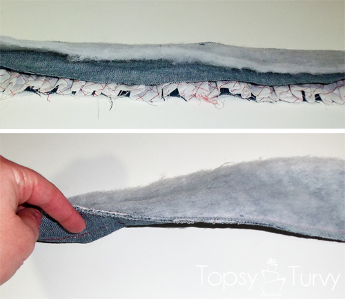 make your own ruffled camera strap adding layers