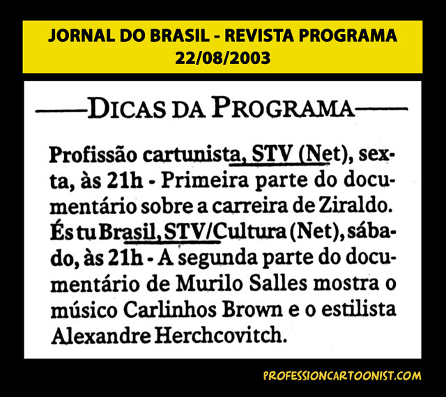 "Dicas da Programa" - Jornal do Brasil - 22/08/2003