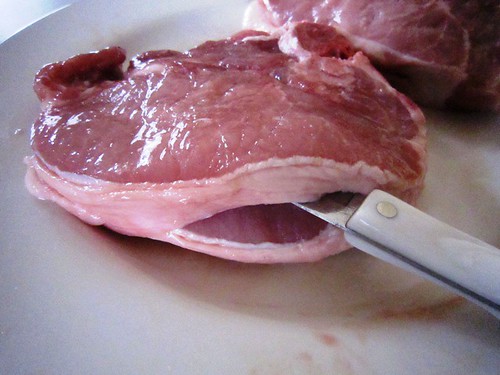 Making a pork chop pocket