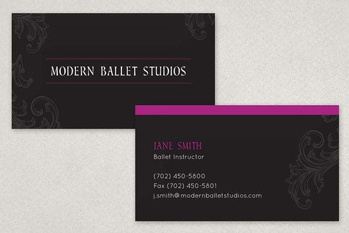 Elegant Ballet Business Card, Elegant Ballet Businesscard Template, ballet, ballerina, dance, dancing, dancer, performance, physical activity, healthy lifestyle, studio, jump, motion, movement, leotard, rehearsal, practice, classes, instructors, schedule, company, stage, large type, contemporary, fitness, health, black, rose, gray, grey, pink, flyer, post card, mail, mailing, nutcracker, holiday, christmas, beautiful, elegant, whimisical, purple
