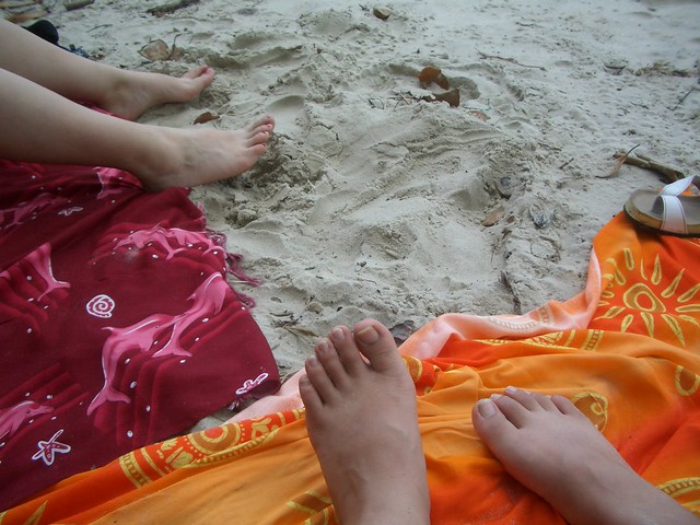 White sand and sarongs