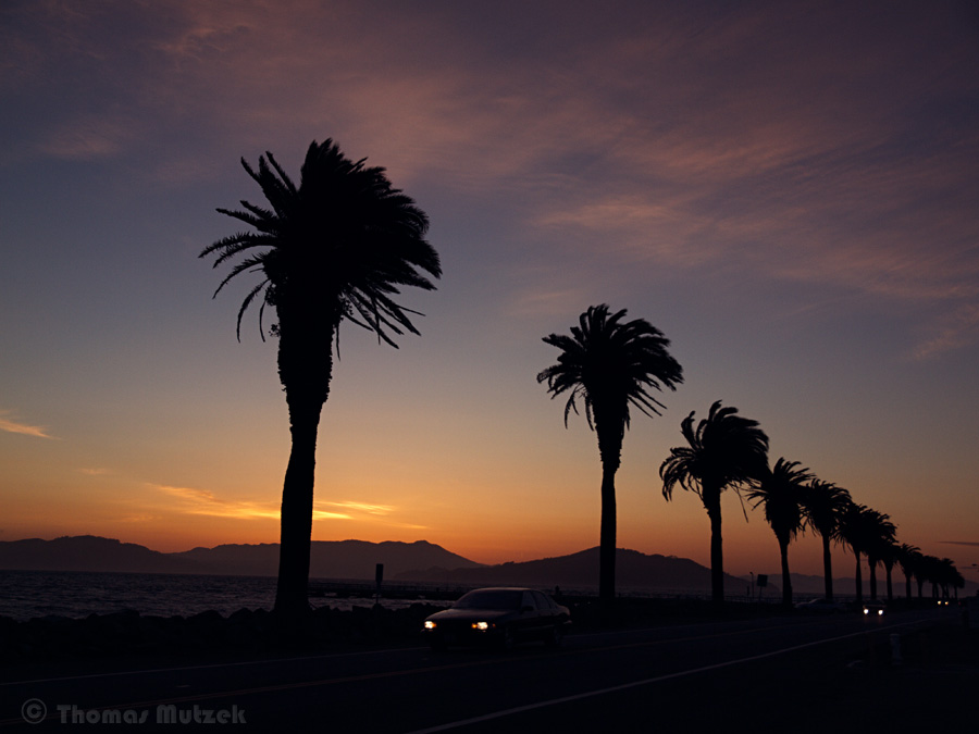 Sunset behind Mount Tamalpaias, Treasure Island, California, June 13, 2011