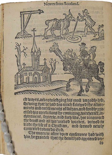 Woodcut illustration and text from Newes from Scotland