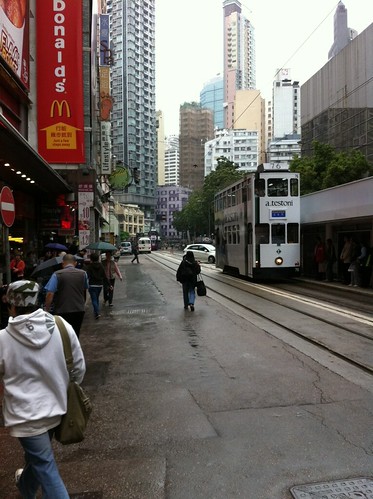 Damp day in Hong Kong for the trams by opticmerv