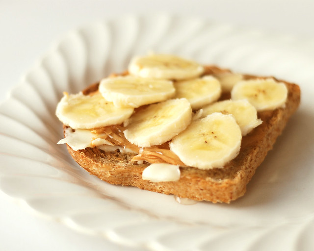 {88/365} -- Toast + butter + peanut butter + honey + bananas = yum!