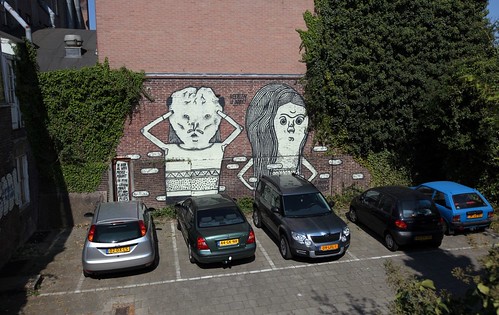 Heerlen is boos mural by vagabundos and el neoray in a backyard of an abandoned building in heerlen