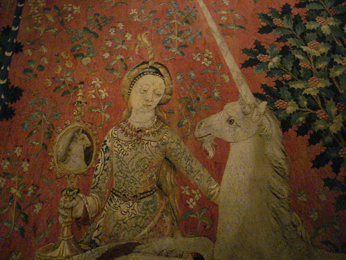 Dame a la licorne unicorn einhorn tapestry woven handspun wool
