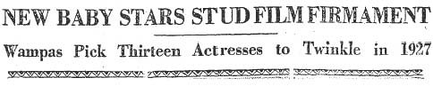 wampas 1927 headline