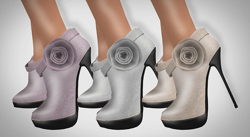 Duh! Silk Floral Booties Rose Silver Sand
