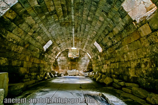 Barrel vault underground hall below Aizanoi Temple of Zeus