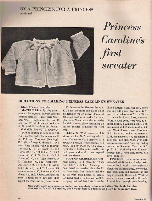 princess caroline sweater pattern