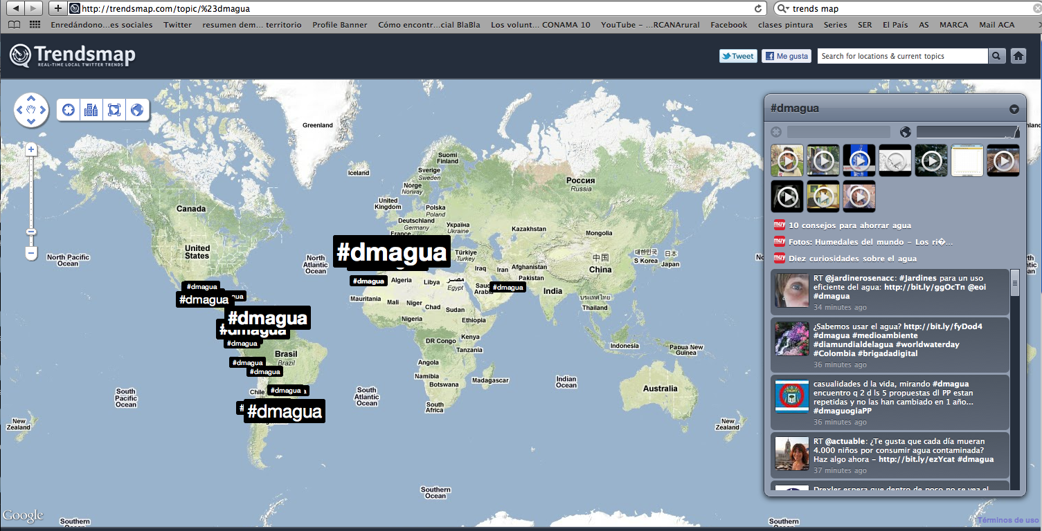 Mapamundi con la repercusión de #dmagua