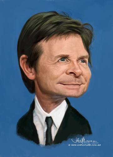 digital caricature of Michael J Fox