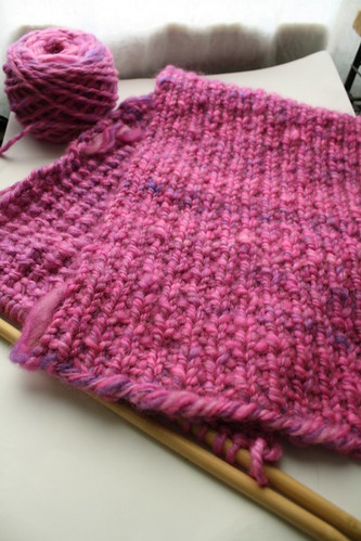 Giganto pink scarf, Day 2