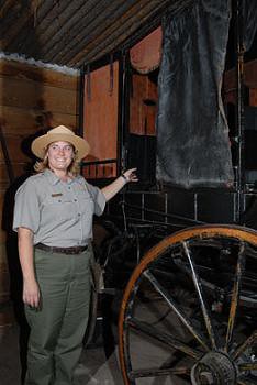 Ranger Julie Croglio and historic wagon