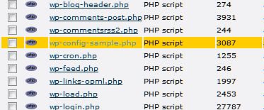 Edit file wp-config-sample.php