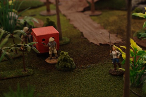 White Russians, cunningly disguised as British, investigate the jungle near the outpost. 