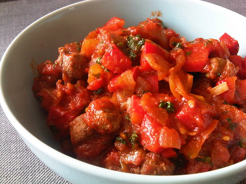 Sausages in Arabic tomato parsley sauce