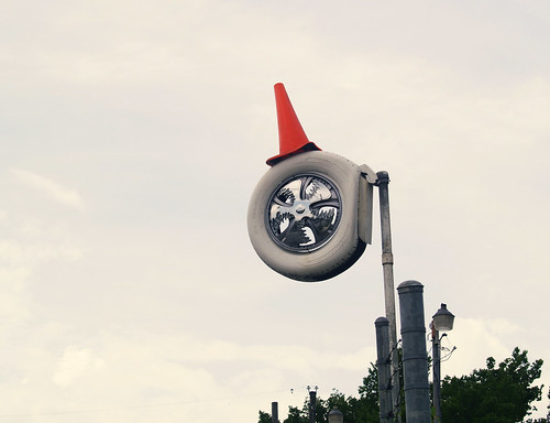 cone on white tire