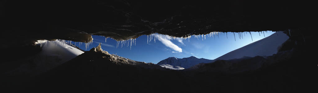 Peeking out from under a glacier