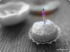 Miniature candle on a cupcake