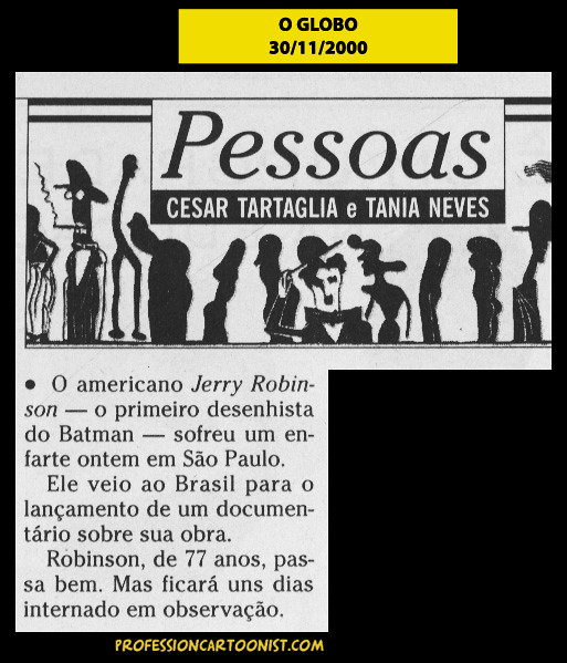 "Jerry Robinson sofreu um enfarte ontem" - O Globo - 30/11/2000
