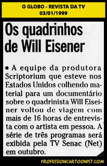 "Os quadrinhos de Will Eisner" - O Globo - 03/01/1999
