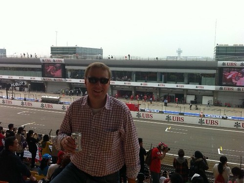At the Shanghai Formula One free practice, loving it!