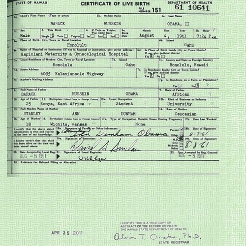 Obama Long Form Birth Certificate from Hawaii, genuine