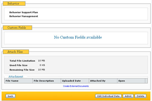 Screenshot of Behavior, Custom Fields and Attach Files Sections