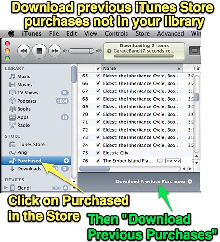 Download previous iTunes Store purchases not in your library