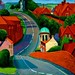The Road to York through Sledmere, 1997 oil on canvas, 48x60 in.