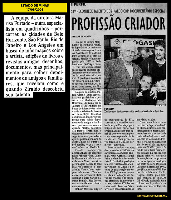 "Profissão Criador" - Estado de Minas - 17/08/2003