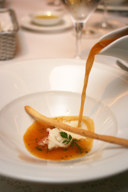 The bisque is a smooth, clear soup without the usual heavy cream