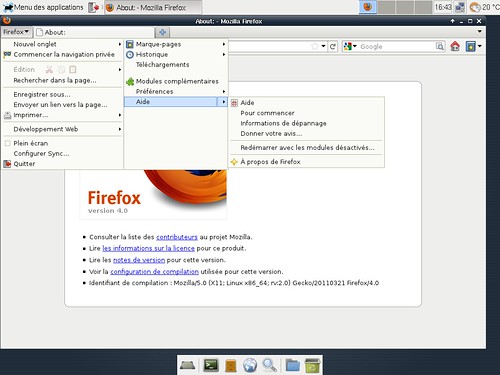 Mozilla Firefox 4.0 sous xfce 4.8.1