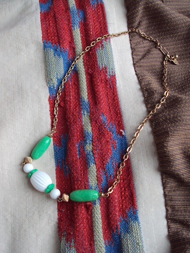 Vintage Green and White Necklace