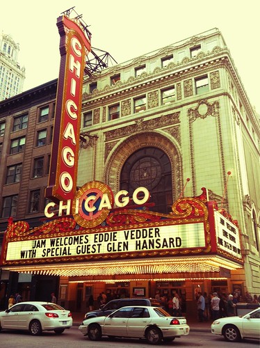 Eddie Vedder at the Chicago Theater tonight w/ special guest @julierubes on iPhone - #pearljam