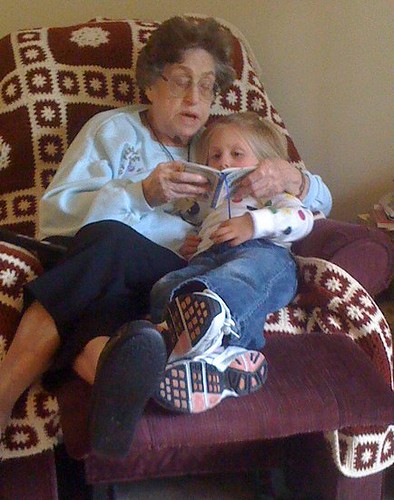 Grandma reading to Jenna
