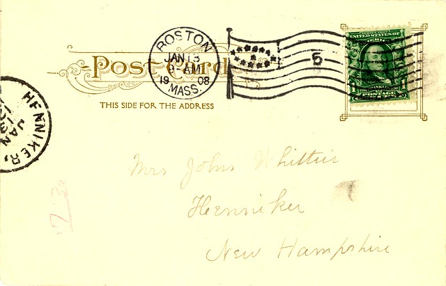 Postcard to Mrs. Whittier in Henniker, New Hampshire