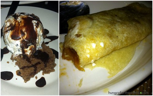 desserts: cake ala mode and crepe