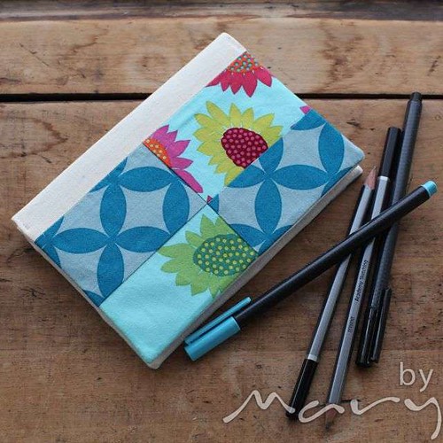 Notebook with patchwork slip cover