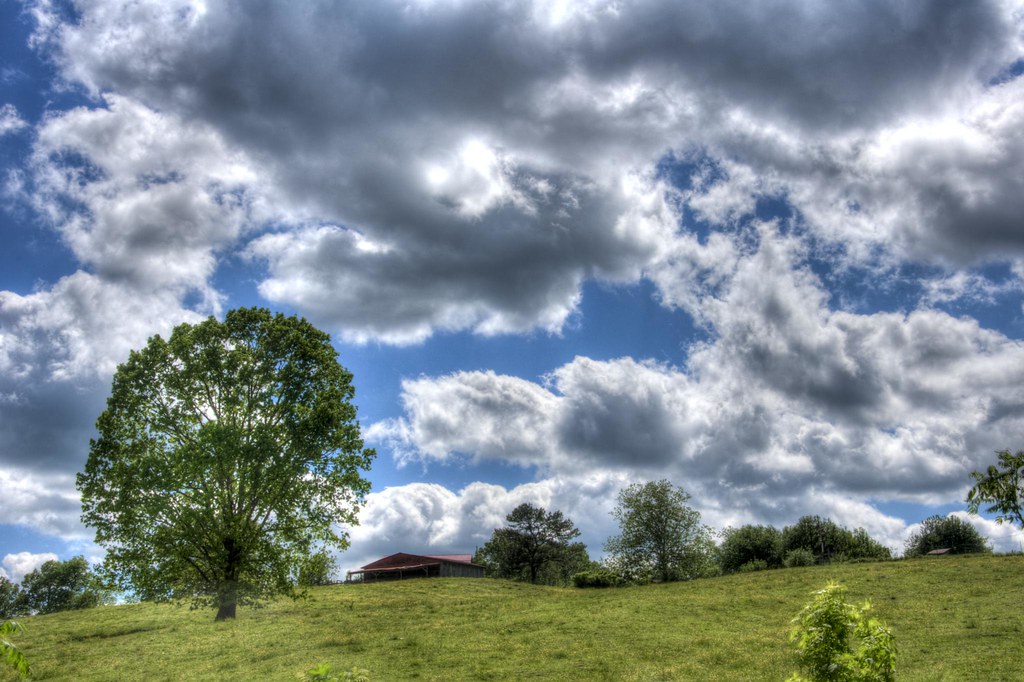 Clouds over barn