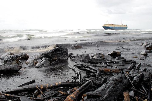 2008年11月12日，擱淺於北海岸石門海岸的巴拿馬籍貨輪「晨曦號」，洩漏的油污造成長達3公里海岸遭受嚴重污染。