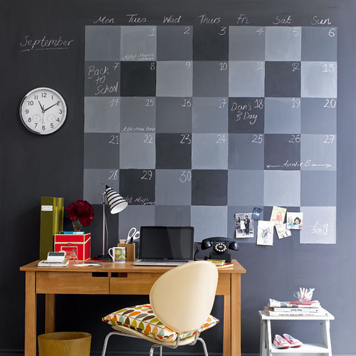Home office with chalkboard wall via housetohome.co.uk