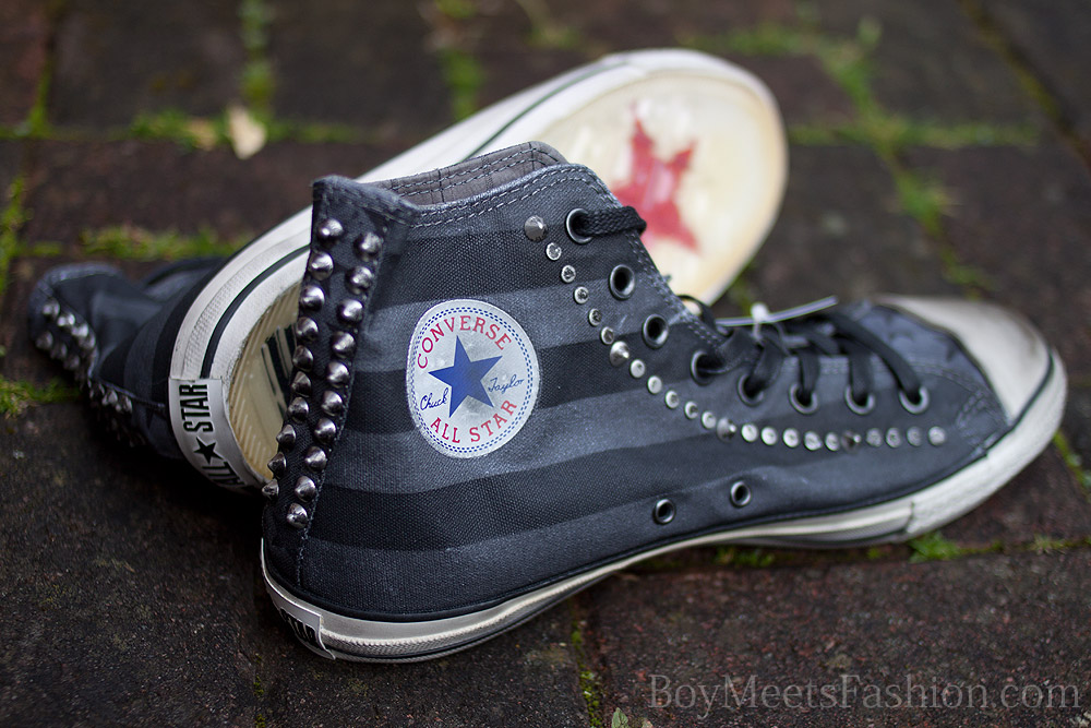 My second pair of limited edition Converse Hi-tops by John Varvatos – with  stripes, studs and stars! | Boy Meets Fashion – the style blog for men and  women