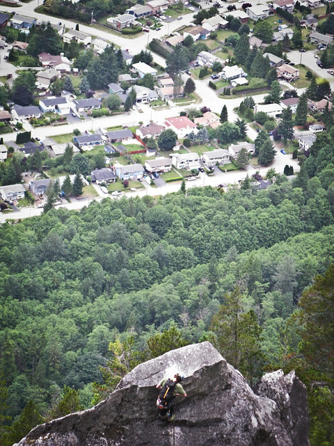 Angels Crest, 5.10c, Squamish - One of the Guys Behind Us on the Acrophobes