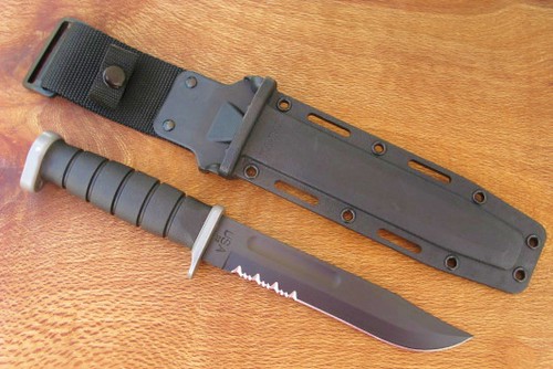 KA-BAR D2 Extreme Fighting / Utility Knife 7" Combo Blade, Kydex Sheath