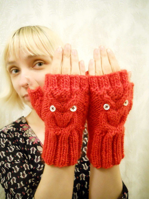 My owly mittens that Libby made!